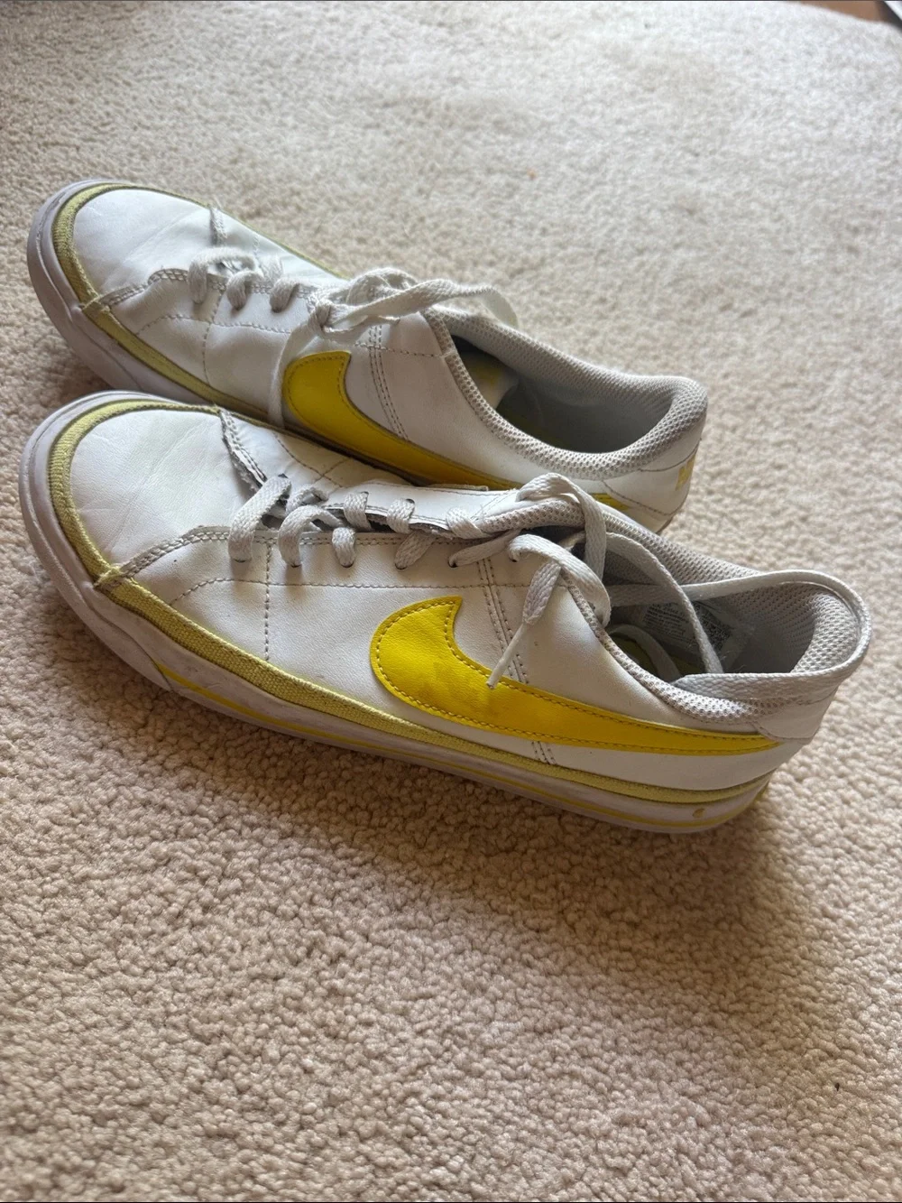Nike Court Legacy Next Nature White Yellow Sneakers Youth 4.5Y